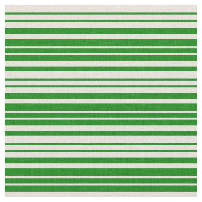 Beige & Green Coloured Lined/Striped Pattern Fabric (Close Up)