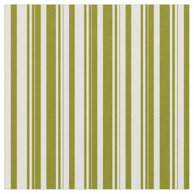 Beige & Green Coloured Stripes/Lines Pattern Fabric (Close Up)