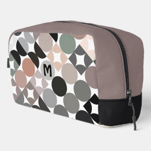 Beige Green Gray Black Midcentury Circles Pattern Dopp Kit
