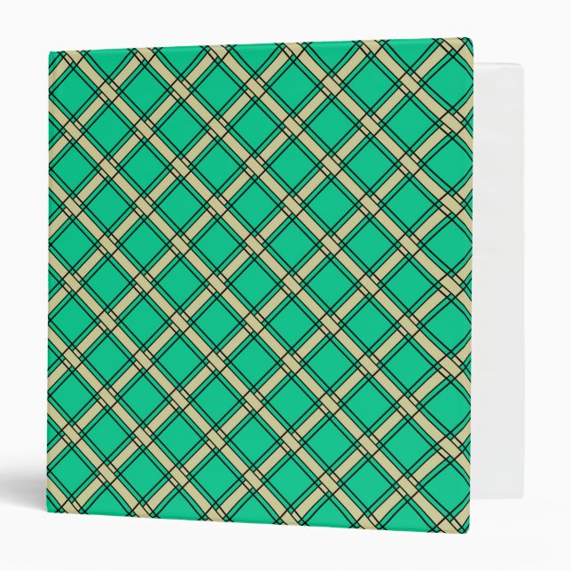 Beige green , plaid pattern  binder (Front/Inside)