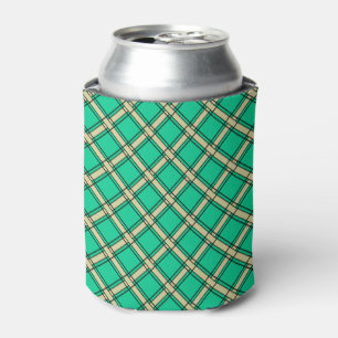 Beige green , plaid pattern  can cooler
