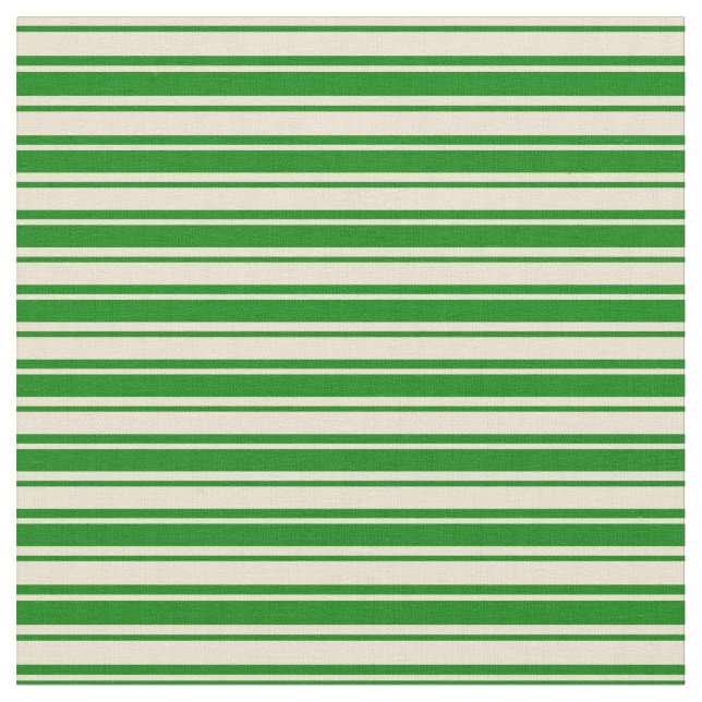 Beige & Green Stripes Fabric (Close Up)