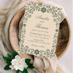 Beige Green Talavera Wedding  Invitation