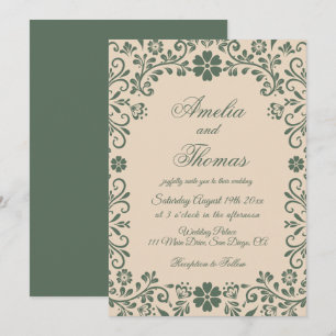 Beige Green Talavera Wedding  Invitation