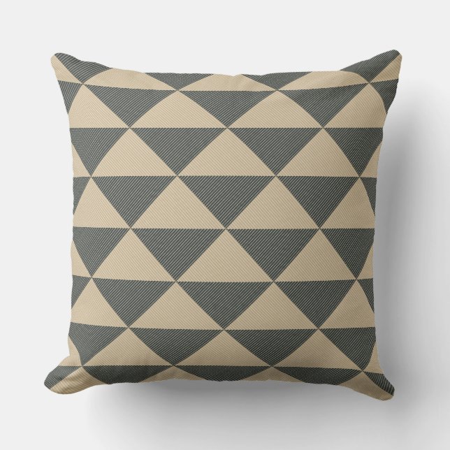 Beige green triangle pattern Throw Pillow (Front)