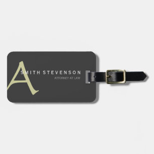 Beige Grey Monogram Add Your Name  Luggage Tag
