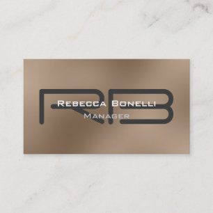 Beige Grey Monogram Manager Business Card