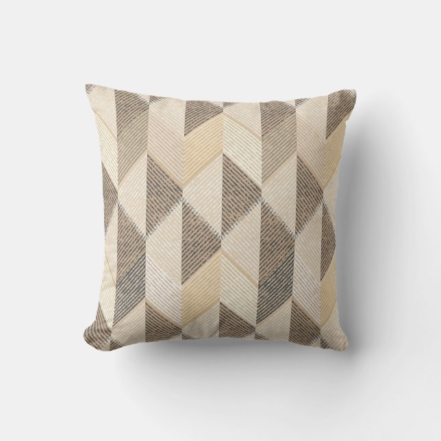 Beige, grey rhombic  textured pattern.  throw pillow (Front)