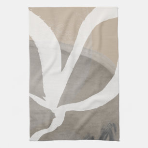 Beige Grey & White Abstract Watercolor Kitchen Towel