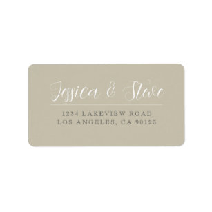 Beige Grey & White Elegant Wedding Return Address Label