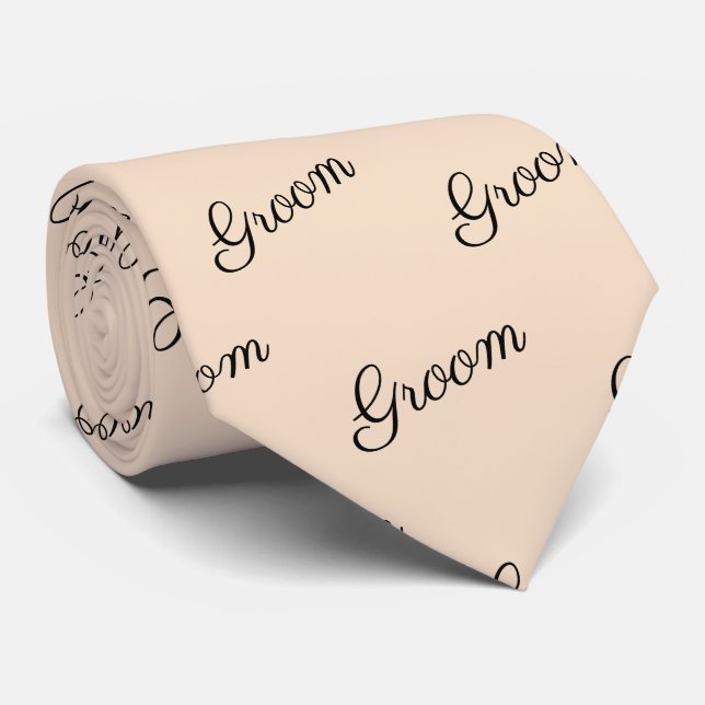 Beige Groom scripture wedding Neck Tie (Rolled)