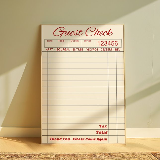 Beige Guest Check Aesthetic Wall Art Poster (Creator Uploaded)