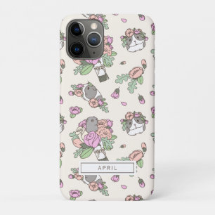 Beige Guinea Pigs with Peony Flower Pattern iPhone 11 Pro Case