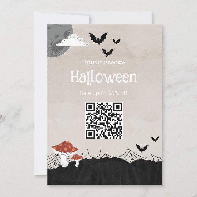 Beige Halloween Sale Marketing Invitation (Front)