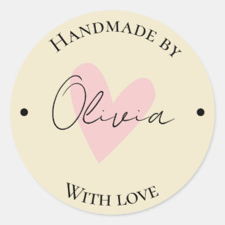 beige handmade classic round sticker