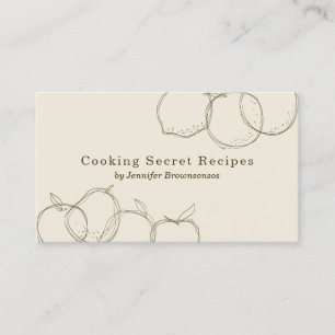 Beige handmade fruit sketch bakery recipe business card