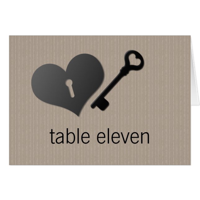 Beige Heart Lock and Key Table Card (Front Horizontal)