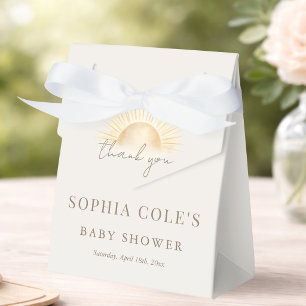 Beige Here Comes The Son Baby Shower Thank You Favor Box