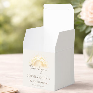 Beige Here Comes The Son Baby Shower Thank You Favor Box