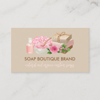 Beige Homemade Handmade Craft Soap Maker Business Card