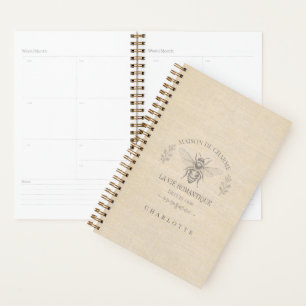 Beige Honey Bee French Country Vintage Rustic Planner