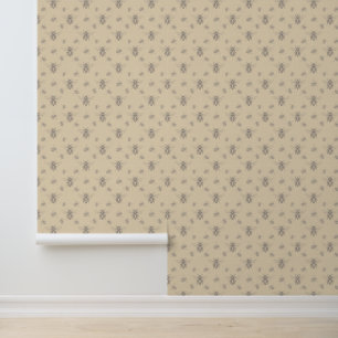 Beige Honey Bee French Country Vintage Rustic Wallpaper