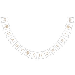 Beige Hot Air Balloon Baby Shower Bunting Flags