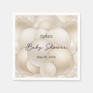 Beige Hot Air Balloon Baby Shower Napkin
