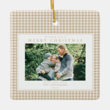 Beige Houndstooth Christmas Photo