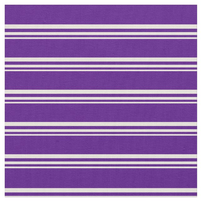 Beige & Indigo Coloured Stripes Pattern Fabric (Close Up)