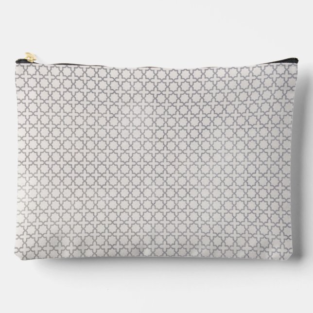 Beige Islamic geometric pattern Accessory Pouch (Front)