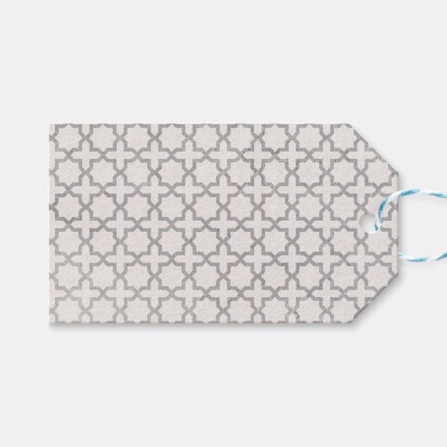 Beige Islamic geometric pattern Gift Tags (Front (Horizontal))
