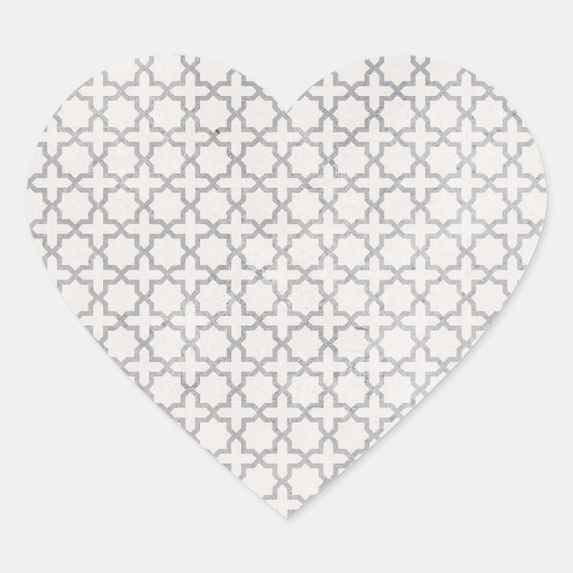 Beige Islamic geometric pattern Heart Sticker (Front)