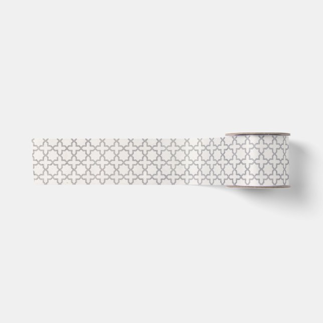 Beige Islamic geometric pattern Satin Ribbon (Front)