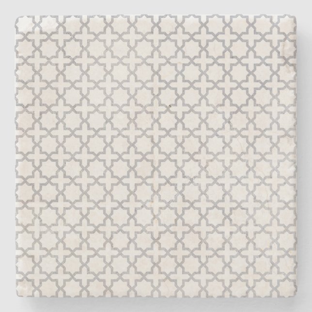 Beige Islamic geometric pattern Stone Coaster (Front)