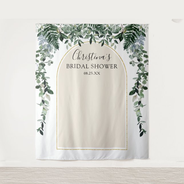 Beige Ivory Arch Botanic Bridal Shower photo booth Tapestry (Front)
