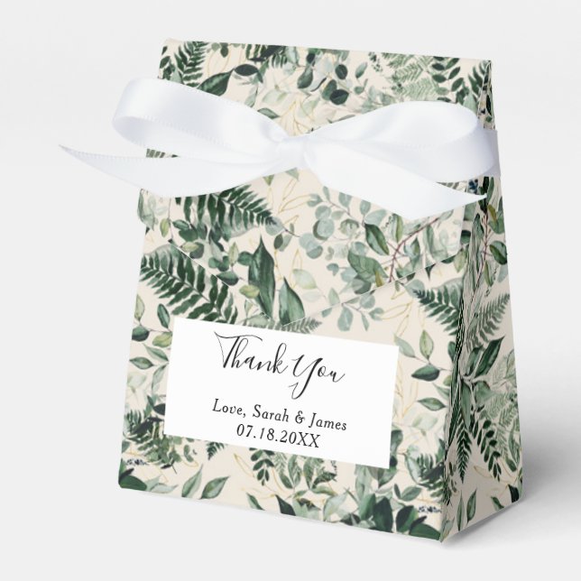 Beige Ivory Botanic foliage Wedding  Favor Box (Front Side)