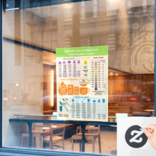 Beige Kitchen Cooking Measurements Conversion Bake Window Cling