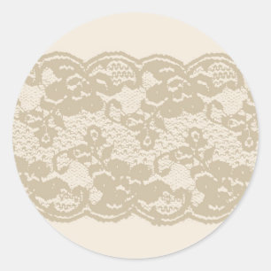 Beige lace classic round sticker