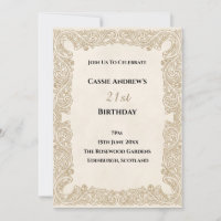Beige Lace Frame Milestone Birthday