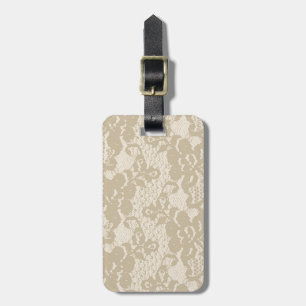 Beige lace luggage tag
