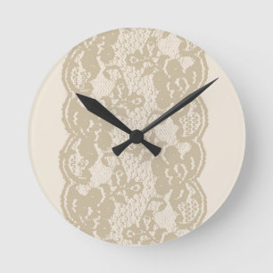 Beige lace round clock
