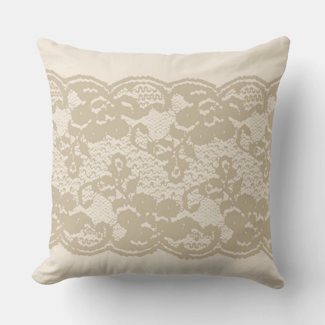 Beige lace throw pillow (Front)