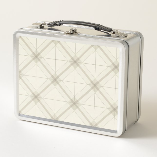 Beige Lattice Metal Lunch Box (Front)