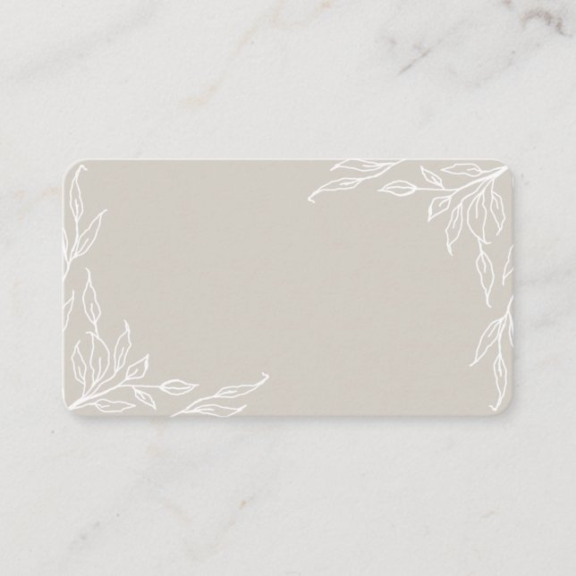 Beige Leaf Motif Thanksgiving Flat Place Card (Front)