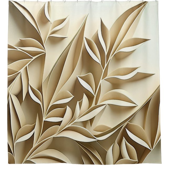 Beige Leafy Branches with a Sculpted Paper Look (Front)