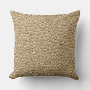 Beige leather effect pattern throw pillow