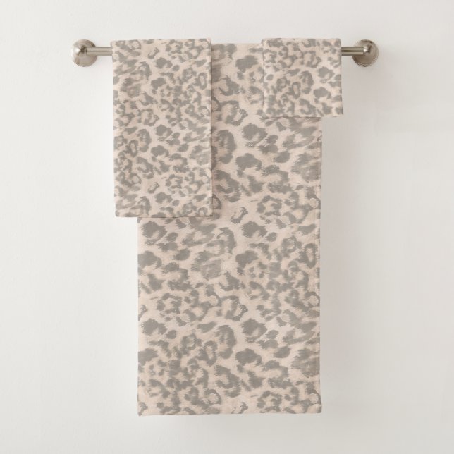 Beige leopard print . bath towel set (Insitu)