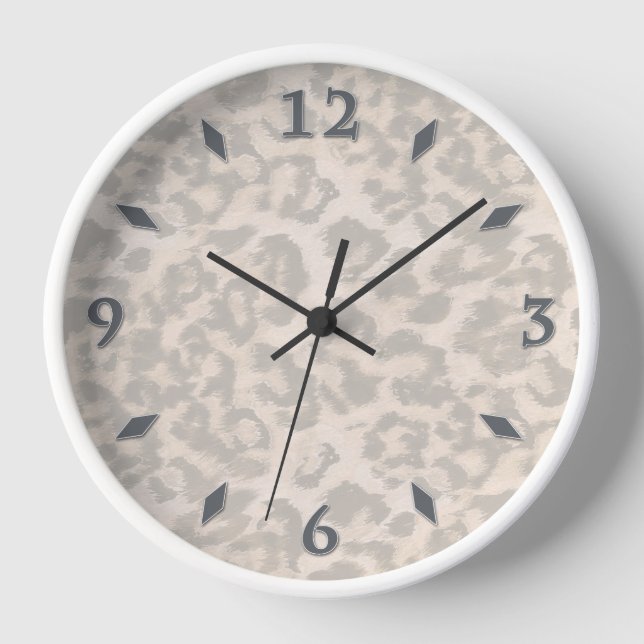 Beige leopard print . clock (Front)