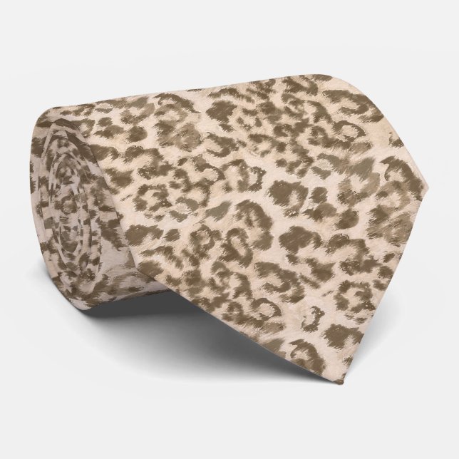 Beige leopard print . tie (Rolled)